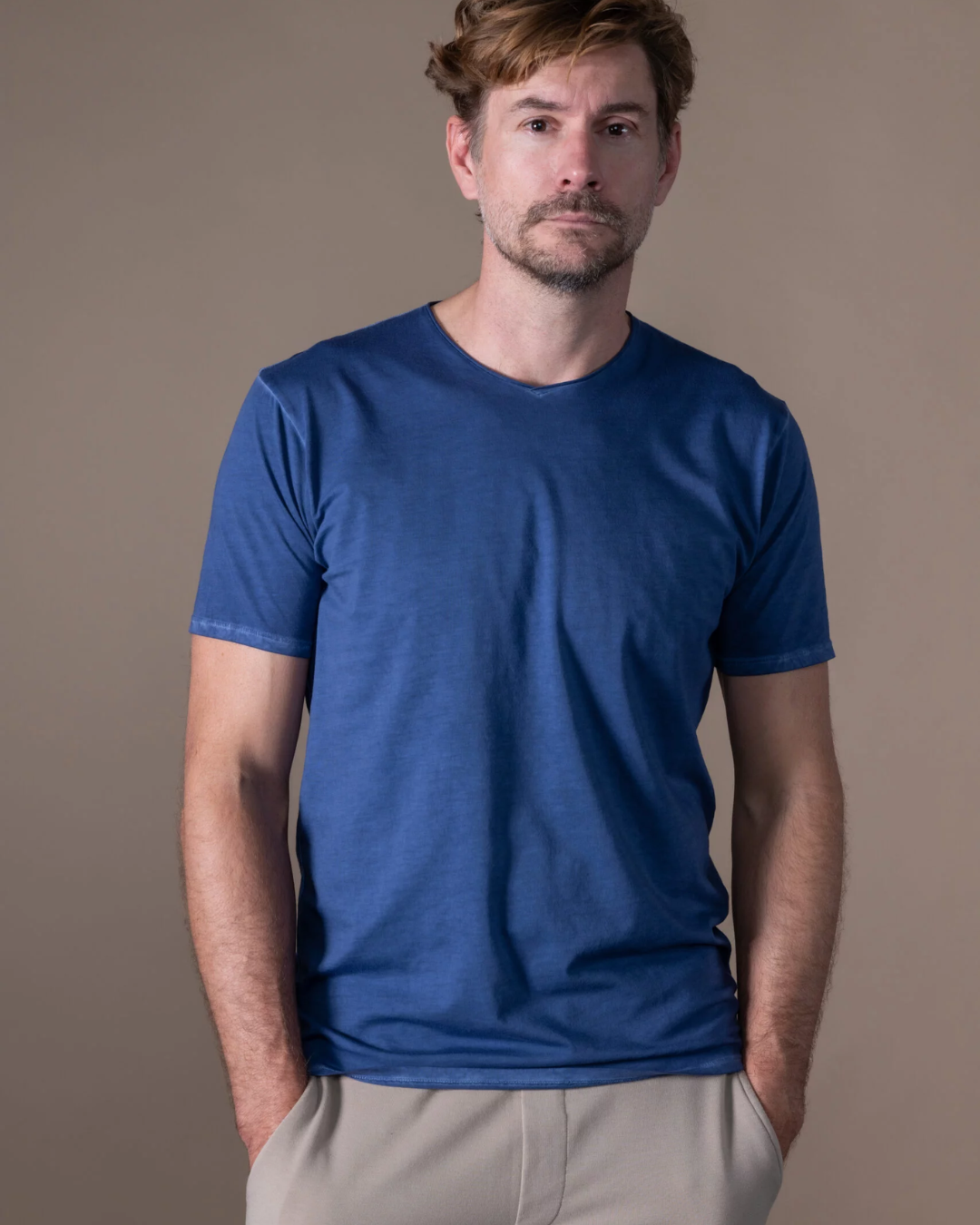 Camiseta Bjovuit Washed V-neck Blue