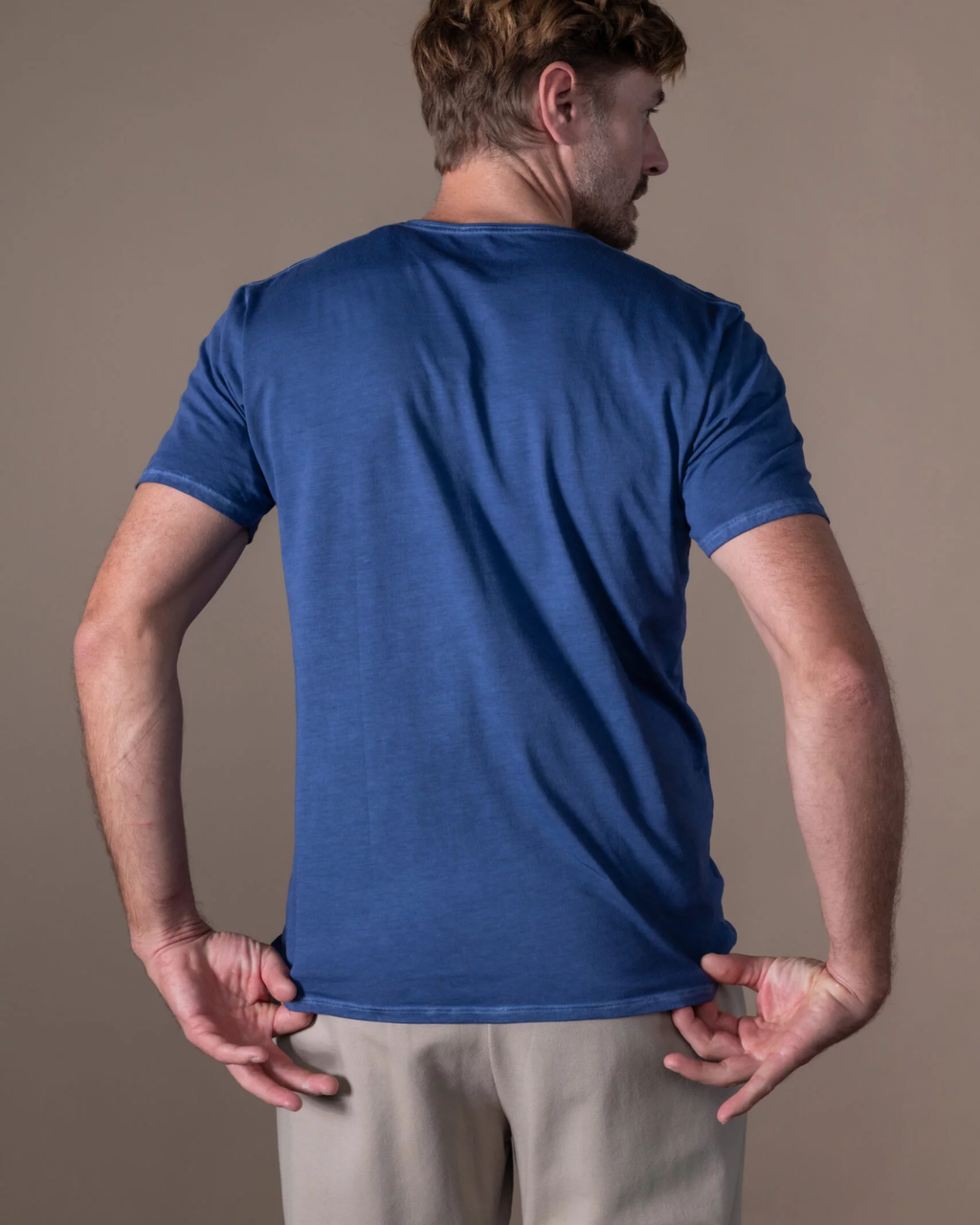 Camiseta Bjovuit Washed V-neck Blue