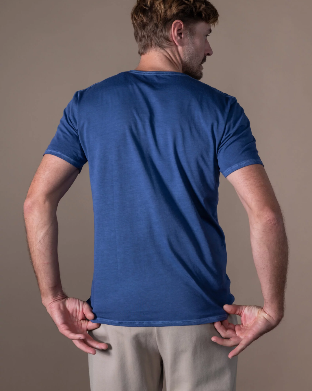 Camiseta Bjovuit Washed V-neck Blue