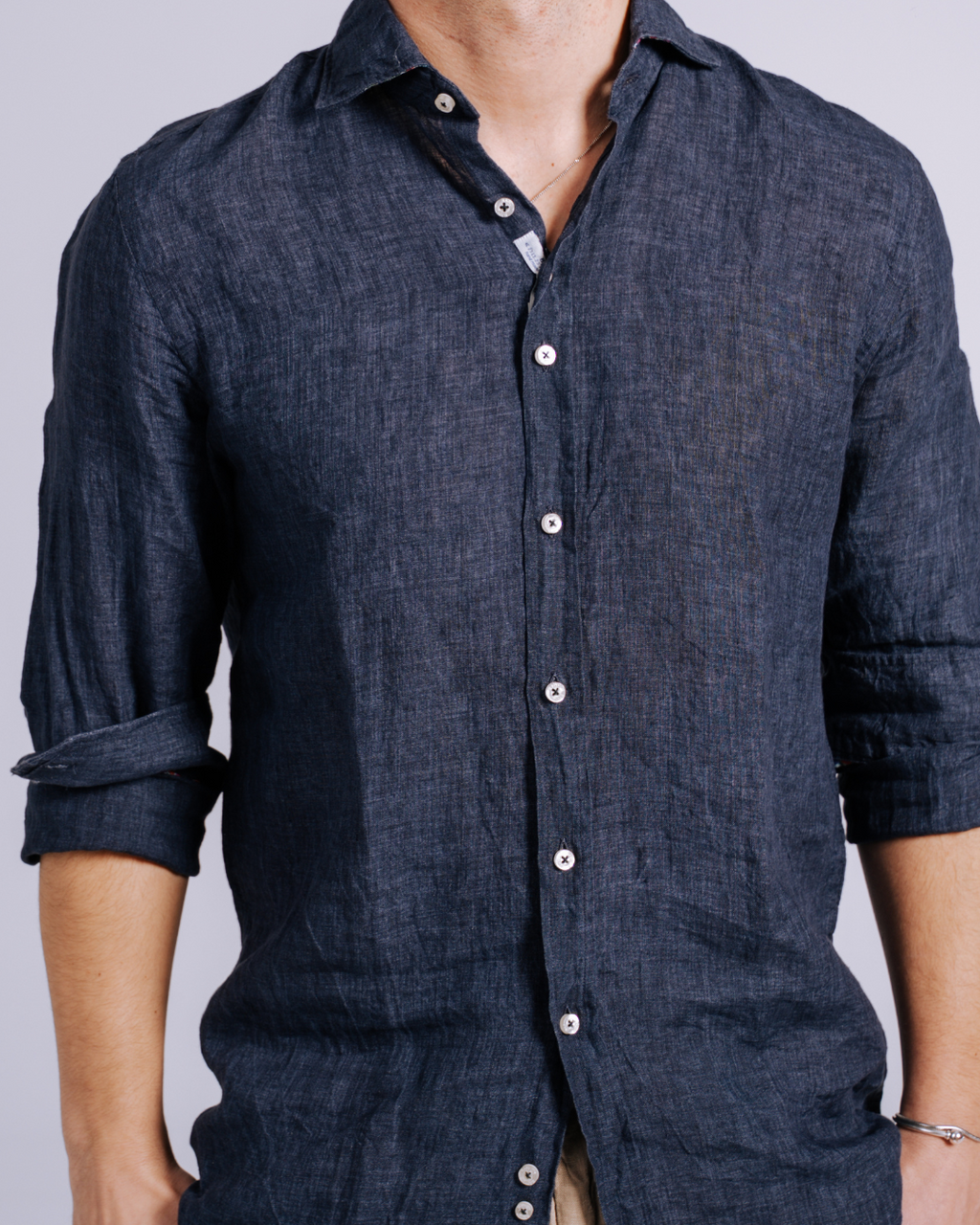 Bjovuit Sitges 03 Linen Navy Shirt