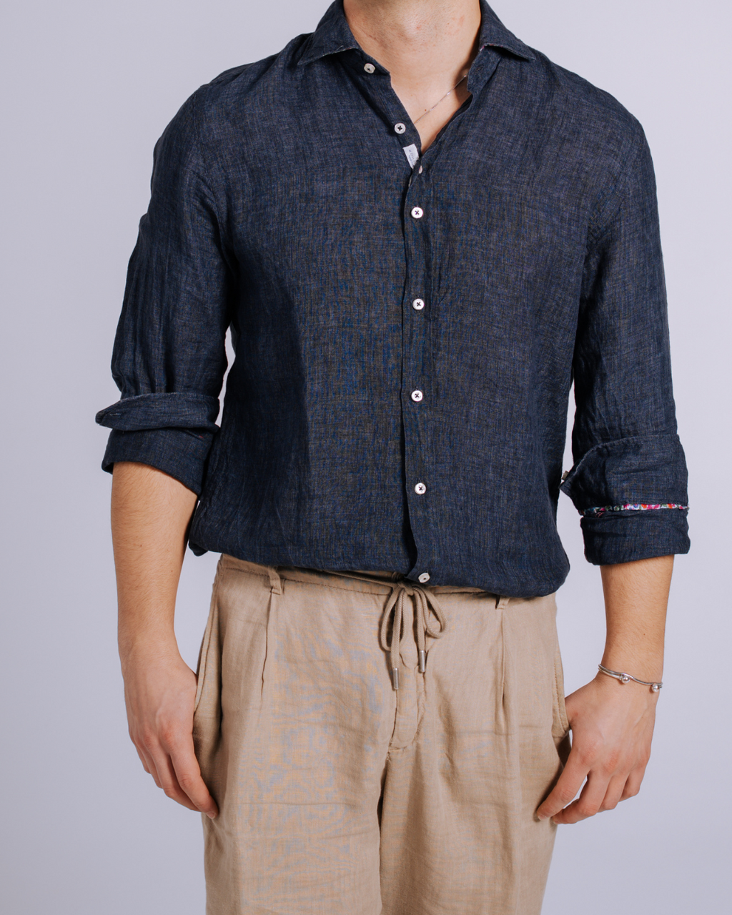 Bjovuit Sitges 03 Linen Navy Shirt