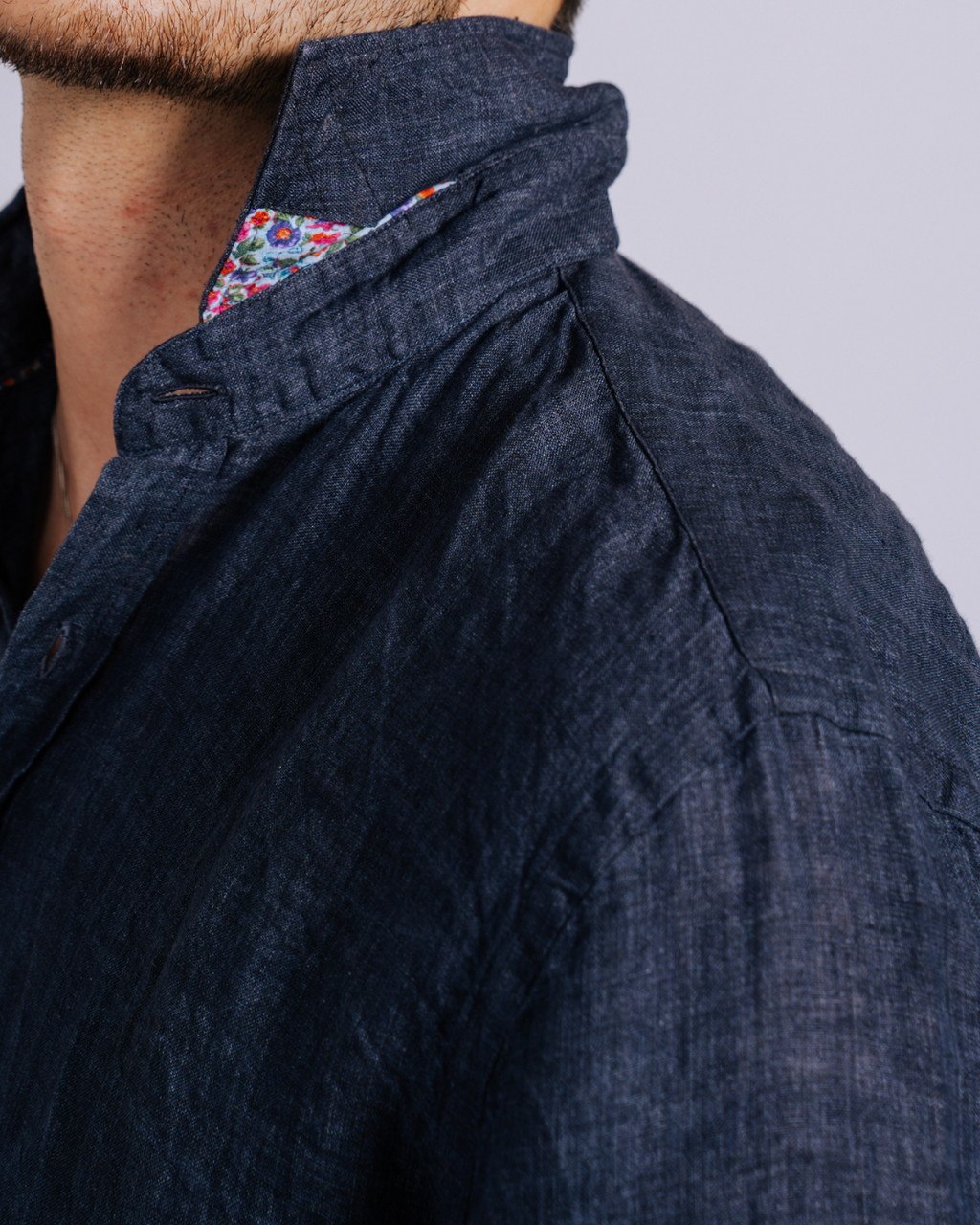 Bjovuit Sitges 03 Linen Navy Shirt