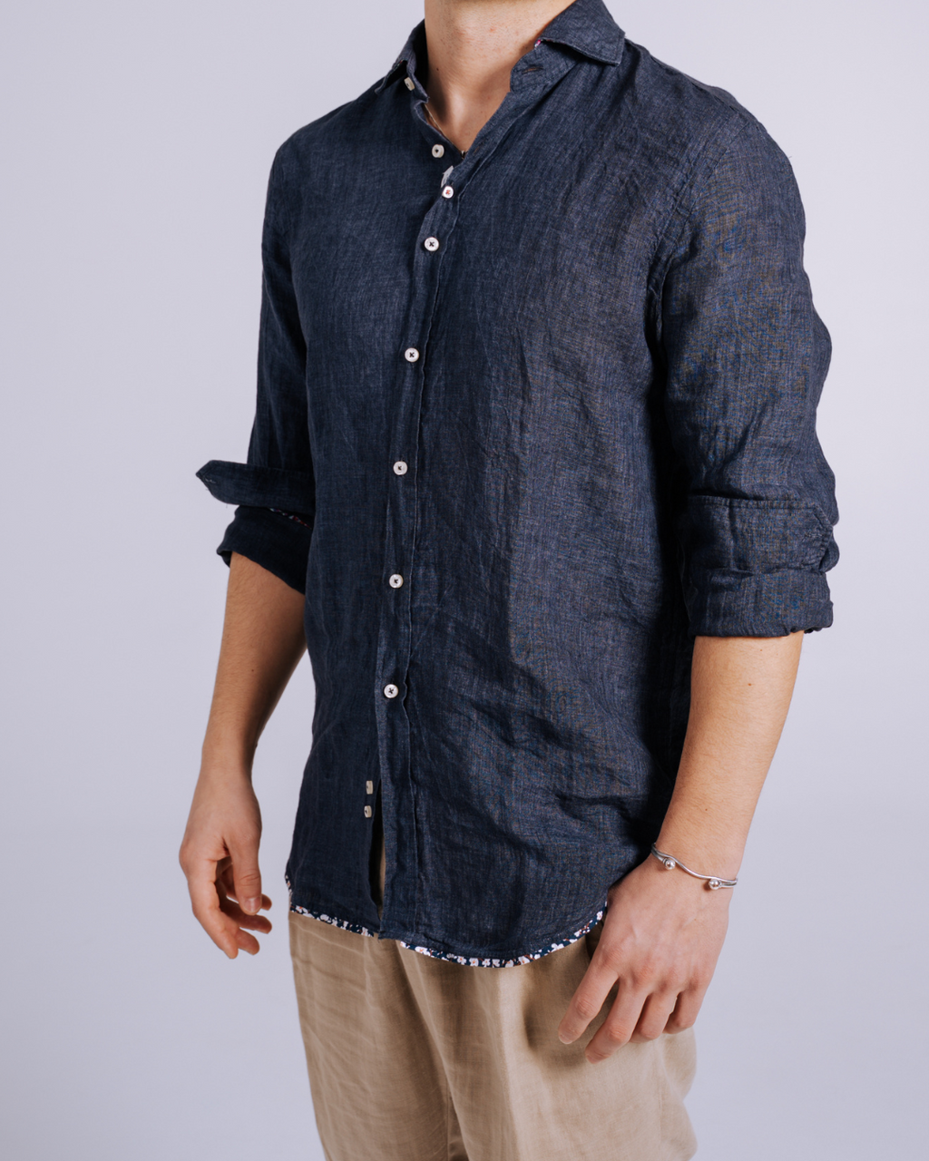 Bjovuit Sitges 03 Linen Navy Shirt