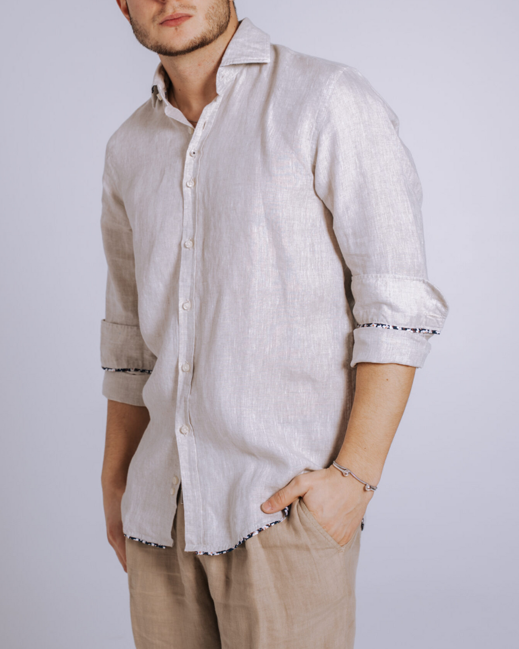 Bjovuit Formentera 03 Light Beige Linen Shirt