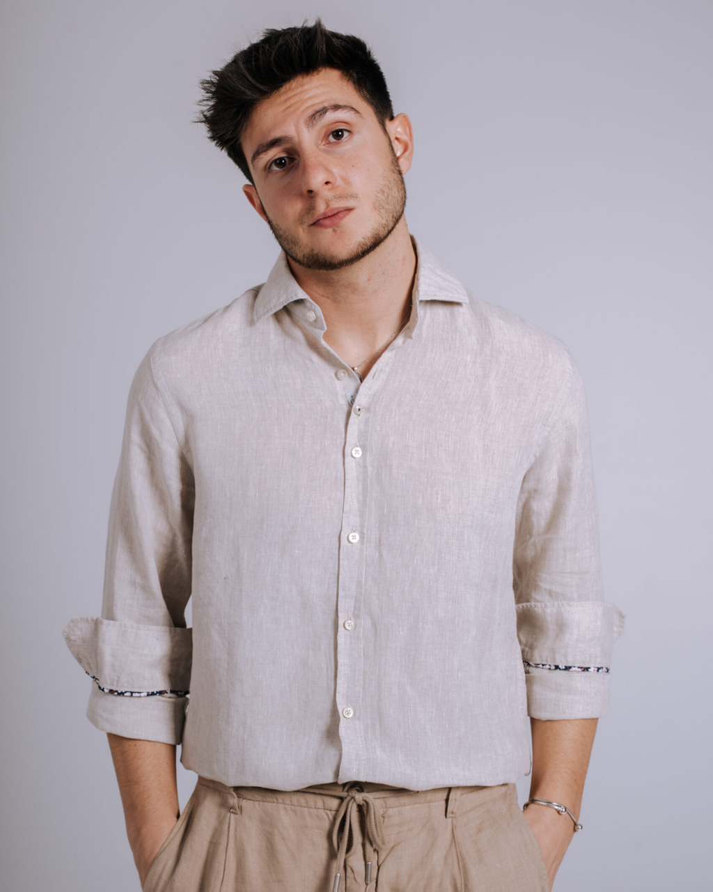 Bjovuit Formentera 03 Light Beige Linen Shirt