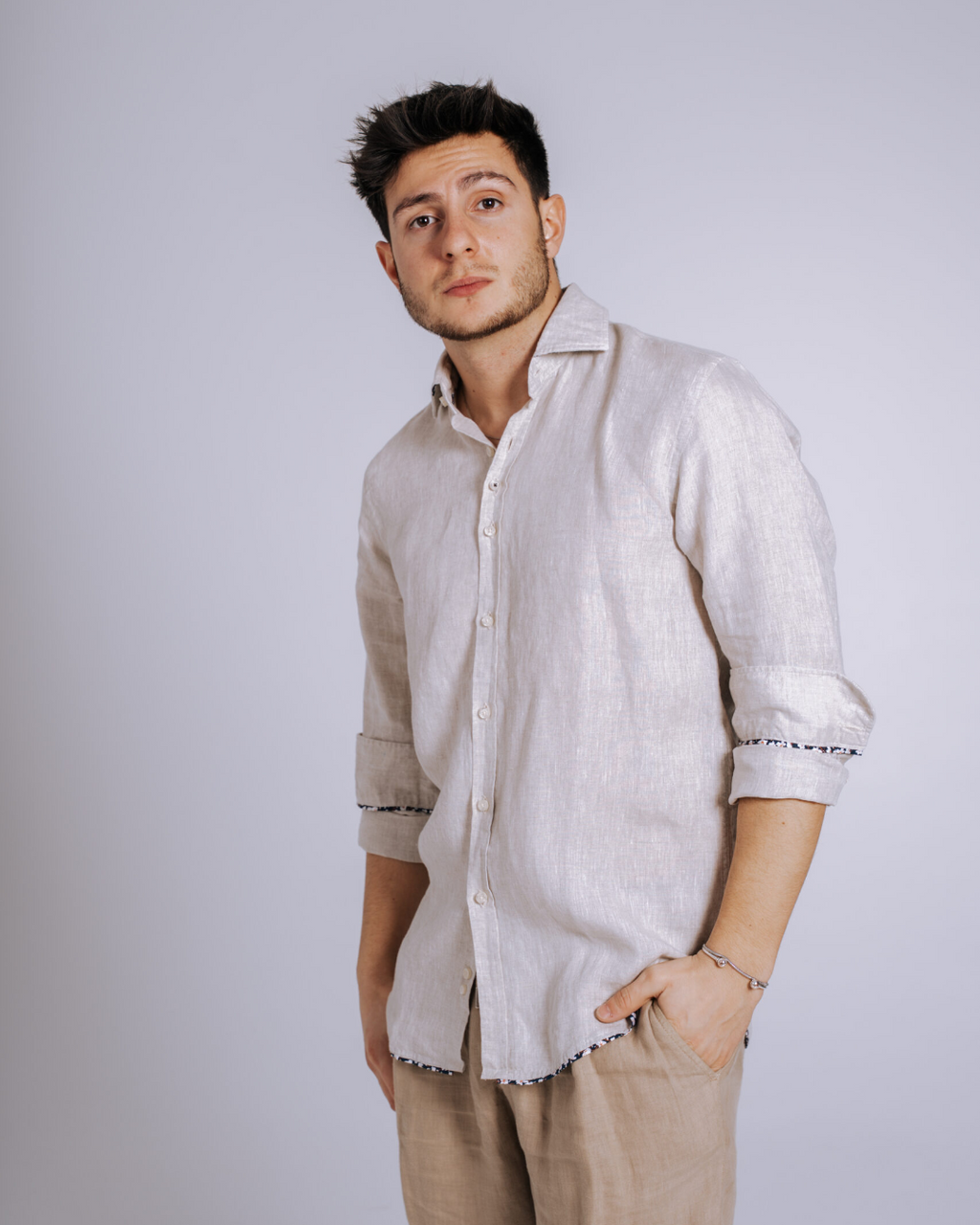 Bjovuit Formentera 03 Light Beige Linen Shirt