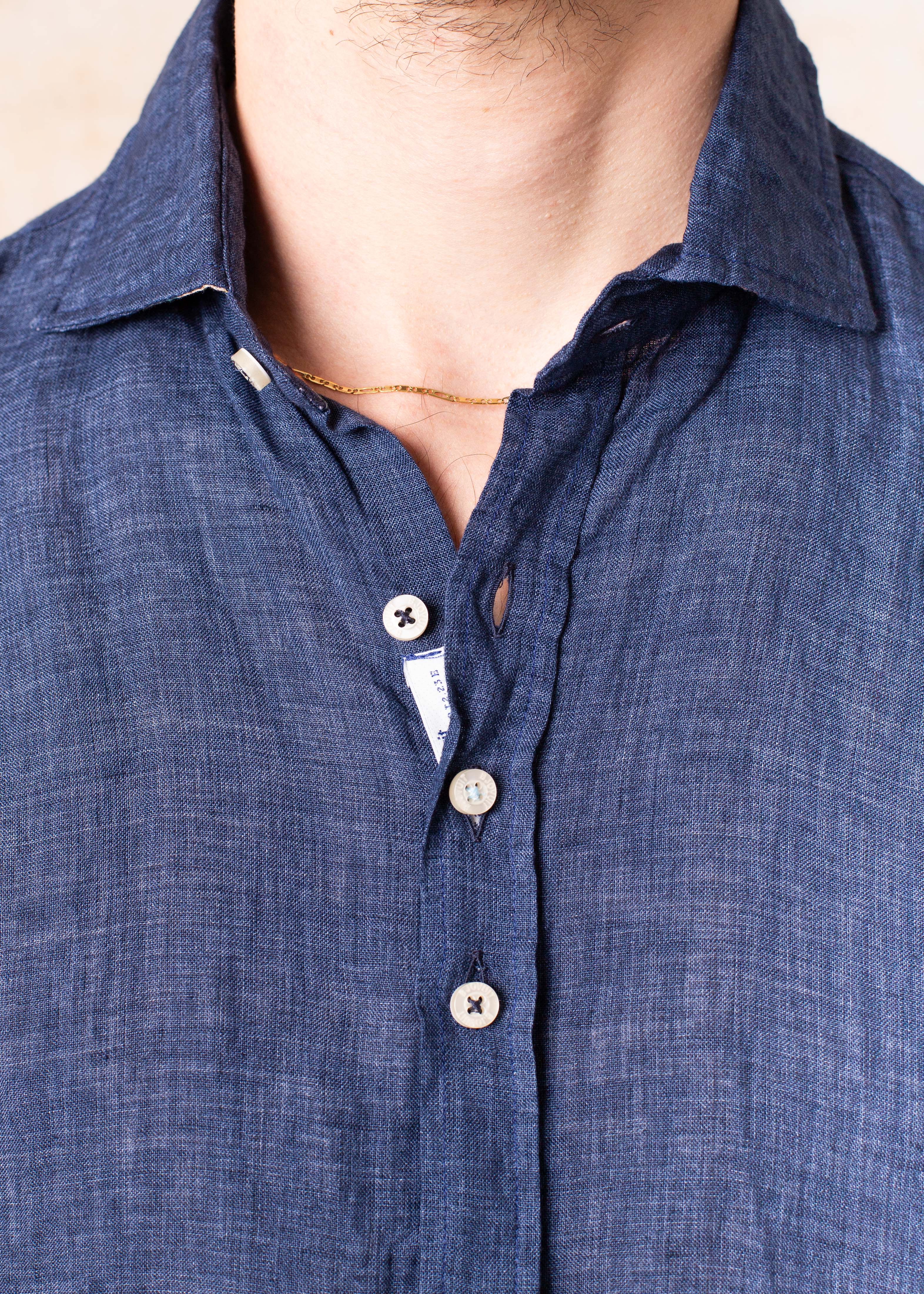 Camisa Bjovuit Formentera 07 Lino Azul Marino