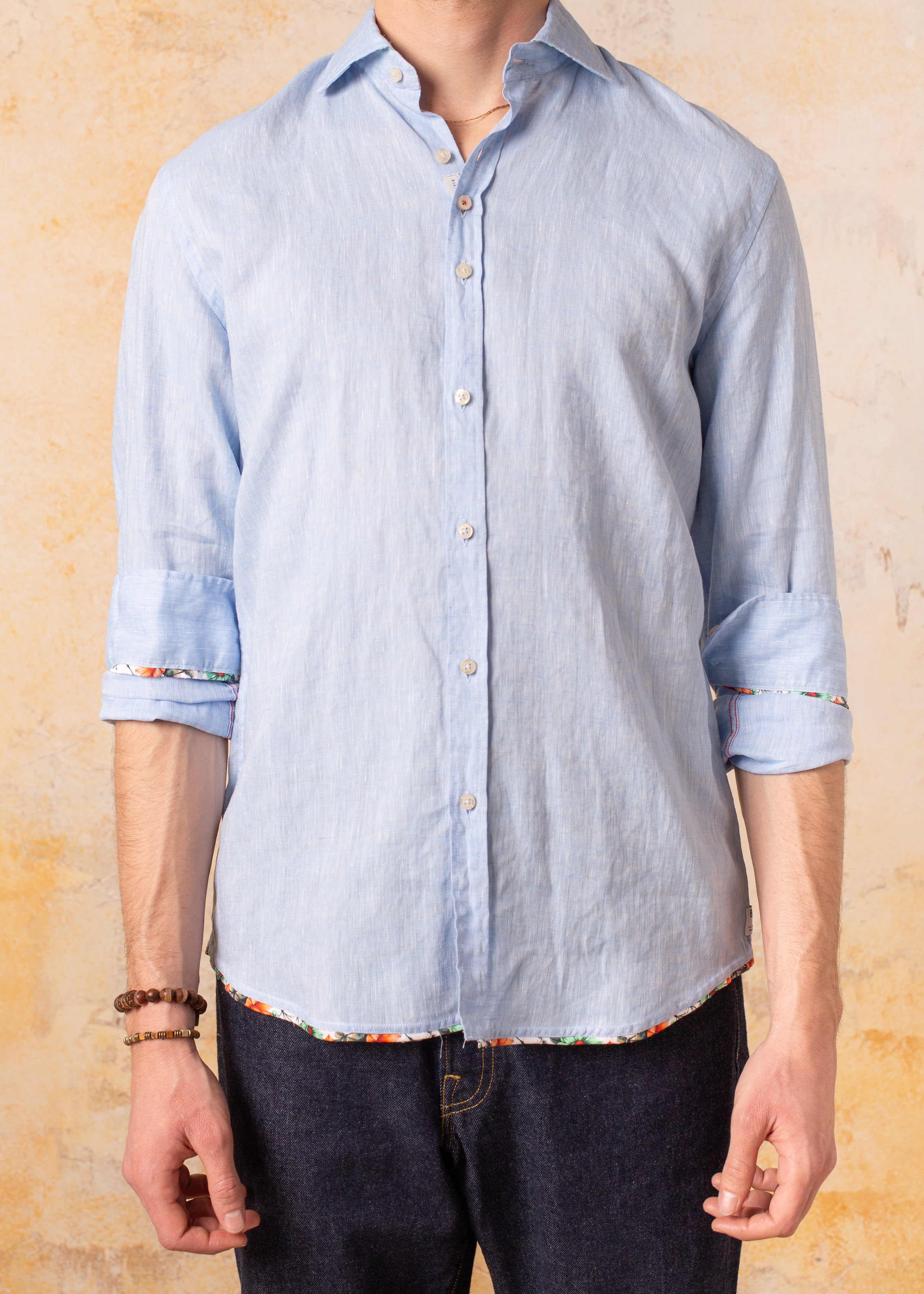 Camisa Bjovuit Formentera 02 Lino Azul Claro