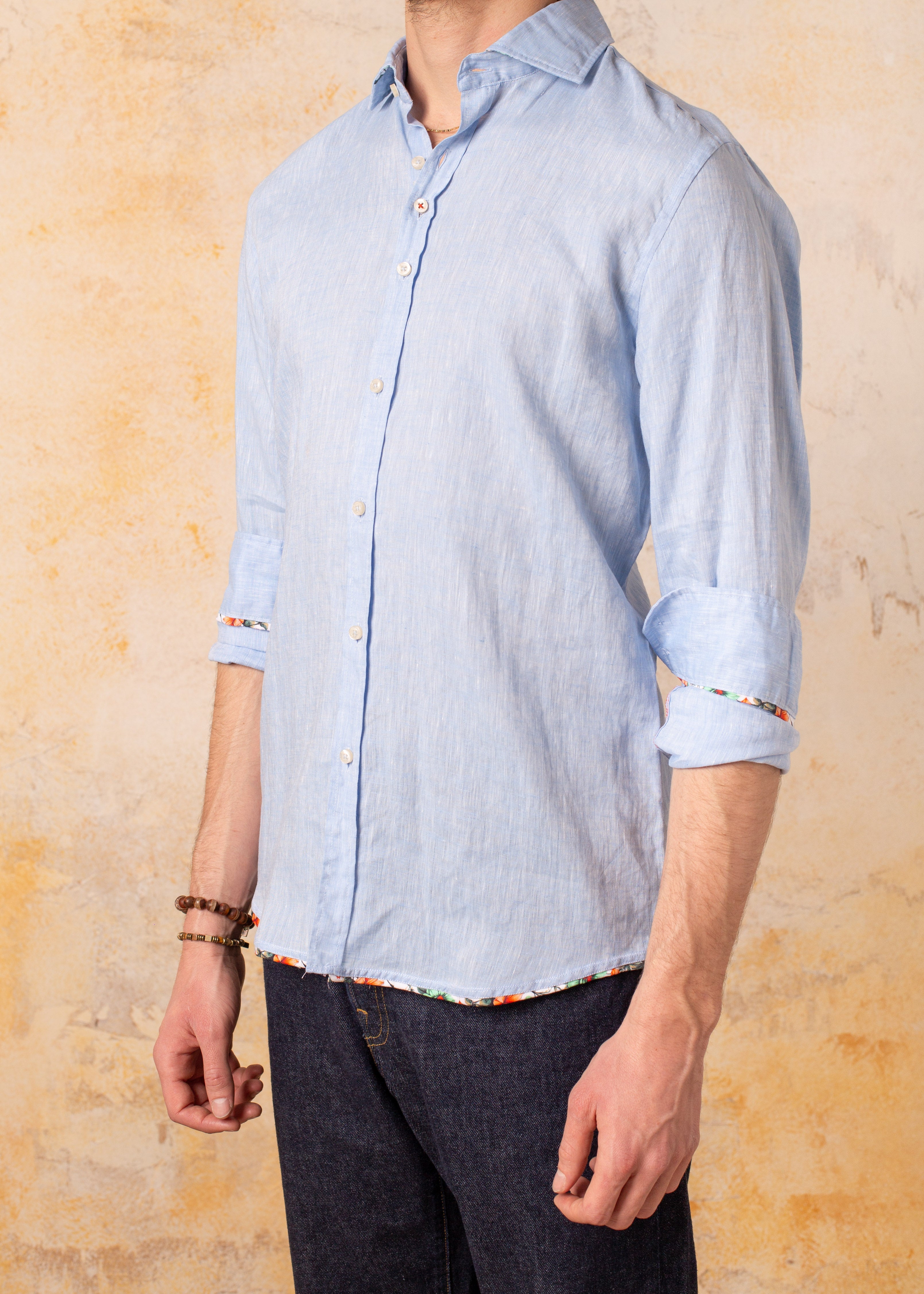Camisa Bjovuit Formentera 02 Lino Azul Claro
