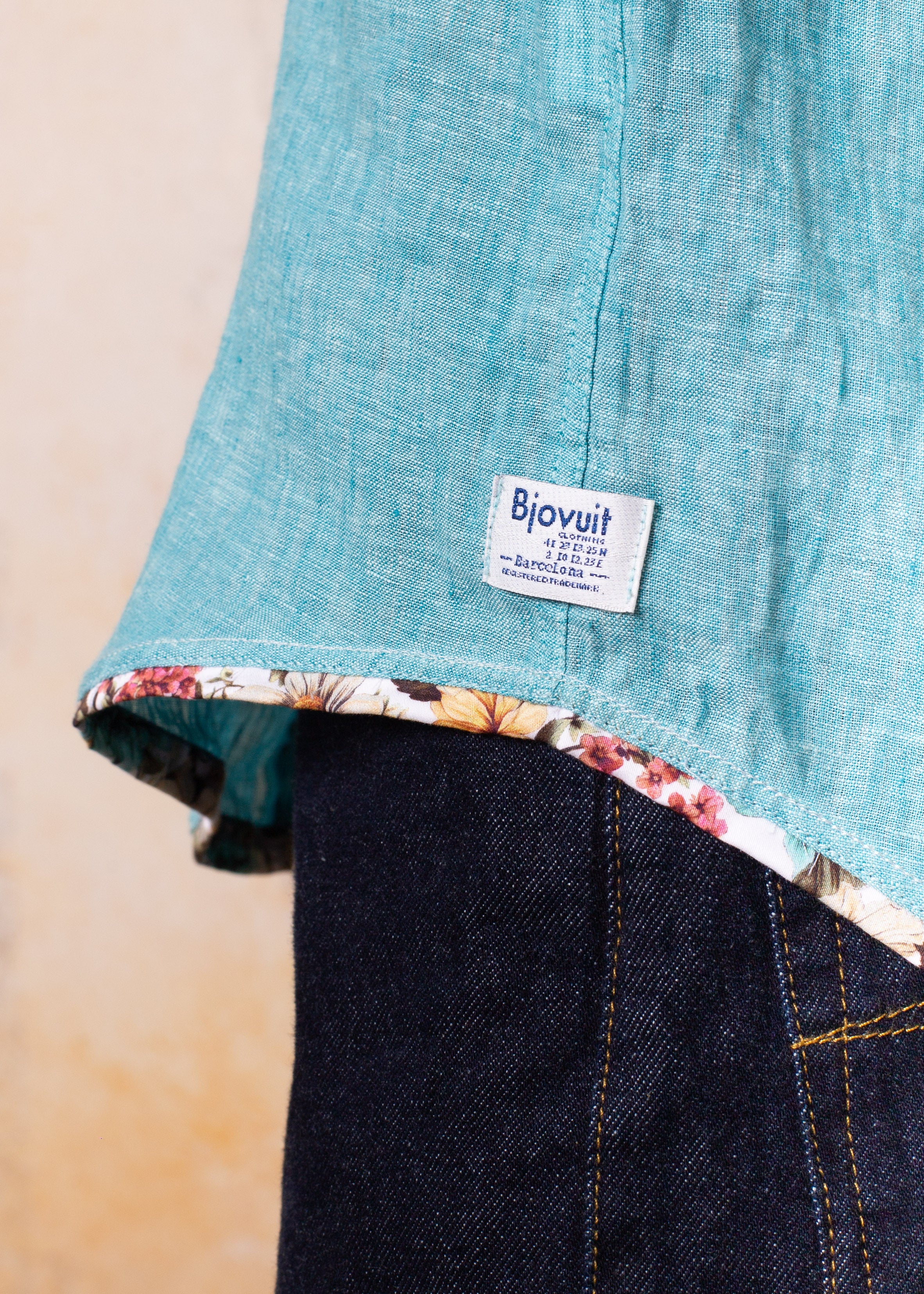 Camisa Bjovuit Formentera 05 Lino Verde Aqua