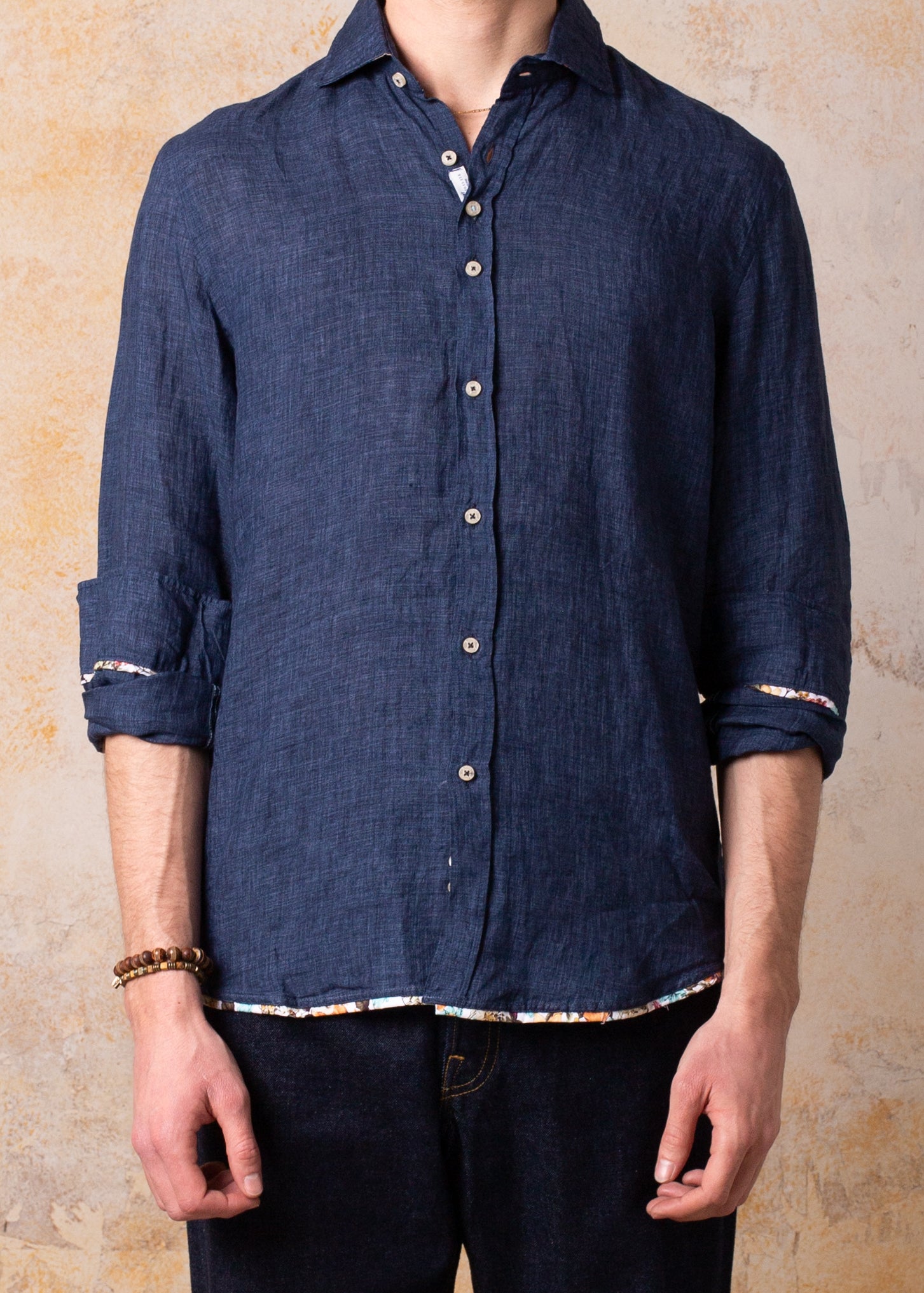 Camisa Bjovuit Formentera 07 Lino Azul Marino